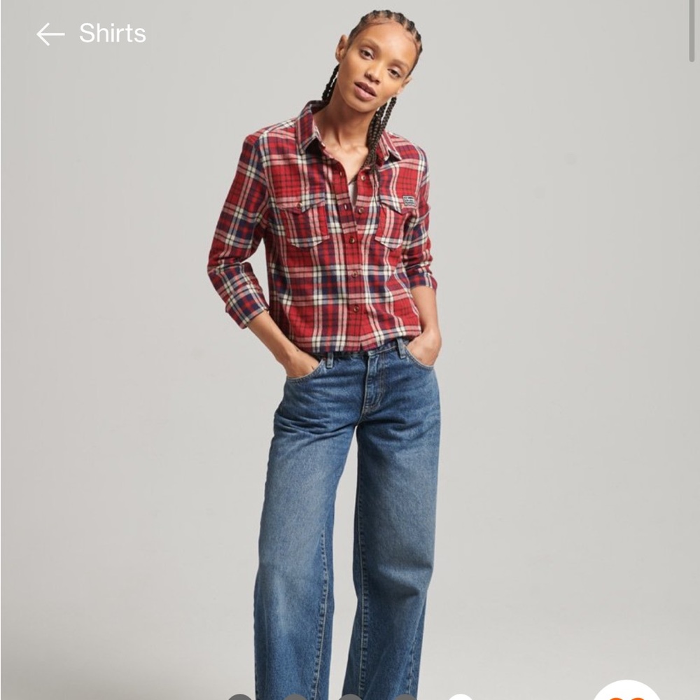 Superdry Organic Cotton Cropped Flannel Check Shirt
